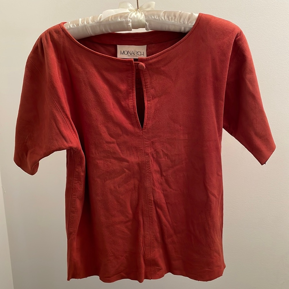Vintage MONARCH Genuine Suede Leather top, Small